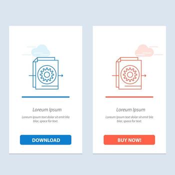Document File Gear Settings  Blue and Red Download and Buy Now web Widget Card Template vector