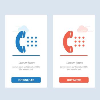 Apps Call Dial Phone  Blue and Red Download and Buy Now web Widget Card Template vector