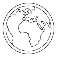 icono del planeta tierra, estilo de esquema vector
