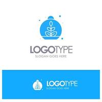 Growing Leaf Plant Spring Blue Solid Logo with place for tagline vector