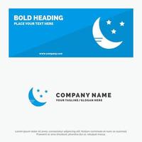 Moon Cloud Weather SOlid Icon Website Banner and Business Logo Template vector