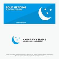 Moon Cloud Weather SOlid Icon Website Banner and Business Logo Template vector