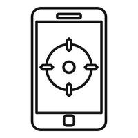 vector de contorno de icono de giroscopio de smartphone. acelerómetro de teléfono