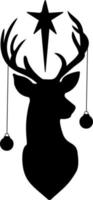 Deer with Christmas decorations on the horns. vector