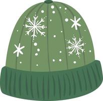 sombrero verde con copos de nieve vector