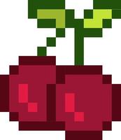 Cherries red pixel art. vector