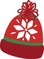 Red hat with pompom and snowflake.. vector