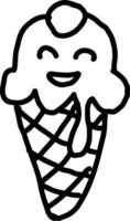 Ice cream in a cup doodle drawing. vector