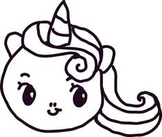 dibujo de garabatos de unicornio. vector