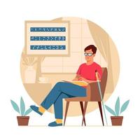 Man Reading Braille Concept vector