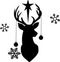 Deer with Christmas decorations on the horns. vector