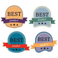 Set of Vector Badges with Ribbons and the Words Best Product. Isolated vector illustration