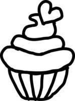 Cake with cream doodle drawing. vector