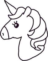 dibujo de garabatos de unicornio. vector