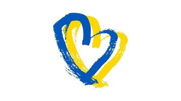 Hand drawn heart in Ukrainian colors. Grunge yellow and blue doodle heart on white background. Vector illustration