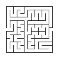 Square labyrinth. Dark abstract maze labyrinth isolated on white background. Game for kids. Vector illustration.