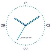 Vector illustration of mechanical blue clock. Clock face on white background.