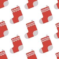 Seamless Pattern with Christmas red sock for gifts. Vector illustration