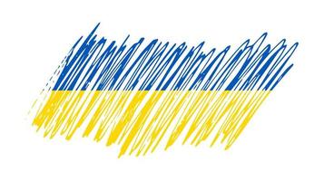 Ukrainian national flag in grunge style. Drawn by pen flag of Ukraine. Vector illustration