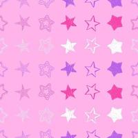 fondo transparente de estrellas de garabatos. coloridas estrellas dibujadas a mano sobre fondo rosa. ilustración vectorial vector