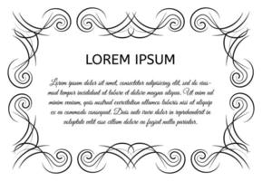 Decorative vintage horizontal frame with the place for your text in center. Vintage ornament greeting card template. Vector illustration.