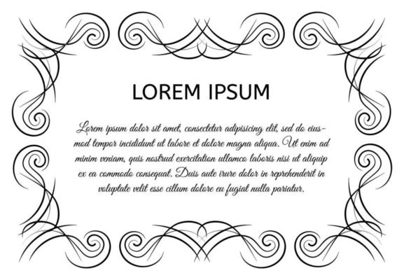 Decorative vintage horizontal frame with the place for your text in center. Vintage ornament greeting card template. Vector illustration.