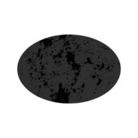 Scratched oval. Dark figure with distressed grunge texture isolated on white background. Vector illustration.