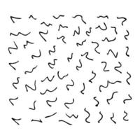 Hand drawn squiggles. Set of curly swirls. Black sketch isolated on white background. Vector illustration.