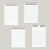 Set of four notepads with a binding from above. Vector illustration