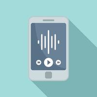 Podcast phone playing icon, flat style vector