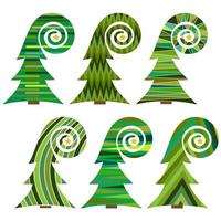 Set of Christmas trees. Isolated vector illustration for Merry Christmas and Happy New Year.