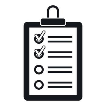 Clipboard with to do list icon, simple style vector