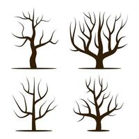 Four trees without leaves. Vector illustration isolated on a white background