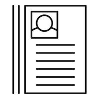 Cv paper icon, outline style vector