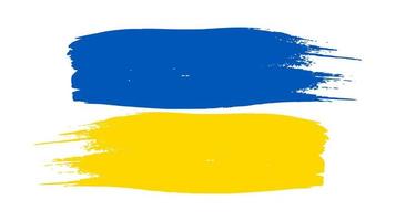 Ukrainian national flag in grunge style. Painted with a brush stroke flag of Ukraine. Vector illustration