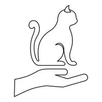 Protecting cat icon, outline style vector