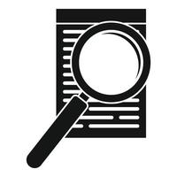 Paper under magnifier icon, simple style vector