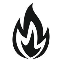 Fire flame warning icon, simple style vector