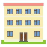 Private house with a red roof and yellow walls on a white background. Vector illustration.