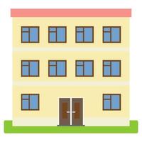 Private house with a red roof and yellow walls on a white background. Vector illustration.