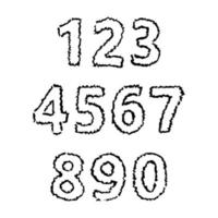 Hand Drawn Numbers. Uppercase modern font and typeface. Black symbols on white background. Vector illustration.