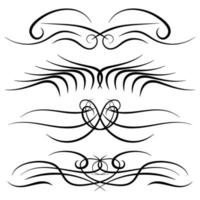 Set of vintage decorative curls, swirls, monograms and calligraphic borders. Line drawing design elements in black color on white background. Vector illustration.