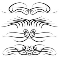 Set of vintage decorative curls, swirls, monograms and calligraphic borders. Line drawing design elements in black color on white background. Vector illustration.