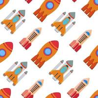 Seamless pattern with space rocket. Vector illustration.