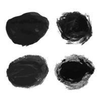 Set of four black hand drawn ink stains. Ink spots isolated on white background. Vector illustration