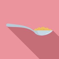 icono de cuchara de copos de cereal, tipo plano vector