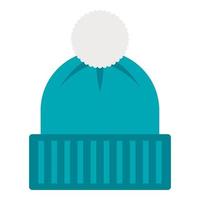 Winter hat with bell icon, flat style vector