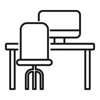 Computer workspace icon, outline style vector