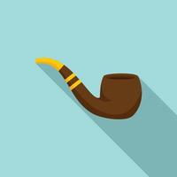 Smoking pipe icon, flat style vector