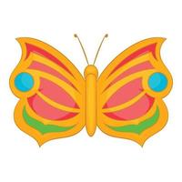 Butterfly with circle on wings icon, cartoon style vector